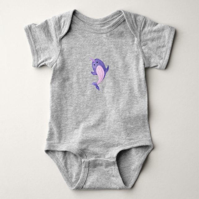 Body Para Bebê Baby Bodysuit - Narwhal (Frente)