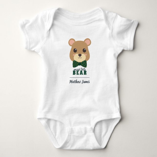 Body Para Bebê Baby Boy Bear Verde e Dourado (Frente)