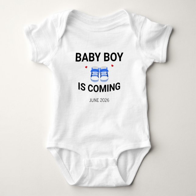 Body Para Bebê Baby Boy Coming Soon Custom Pregnancy Announcement (Frente)