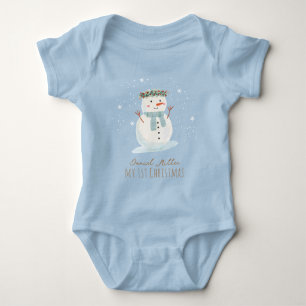 Body Para Bebê Baby Boy Cute Snowman Primeiro Natal