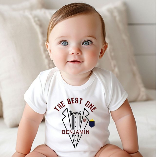 Body Para Bebê Baby Boy Name One Love Tuxedo (Criador carregado)