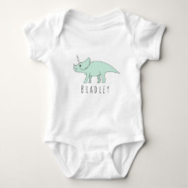 Body Para Bebê Baby Boy Triceratops Dinossauro com Nome