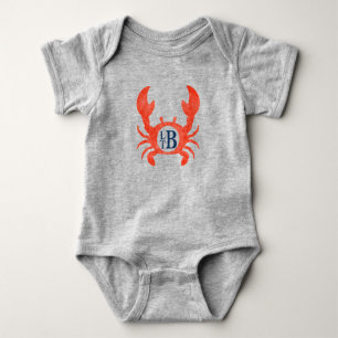 Body Para Bebê Baby Boys Watercolor Caranguejo Círculo Monograma