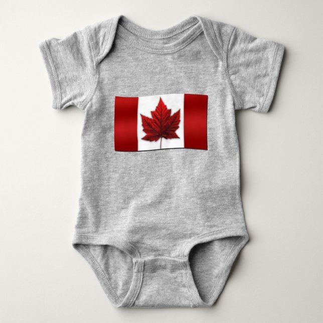 Body Para Bebê Baby Canada Flag Souvenir Organic One-Piece (Frente)