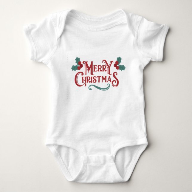 Body Para Bebê Baby Christmas One-Piece | Merry Christmas Outfit  (Frente)