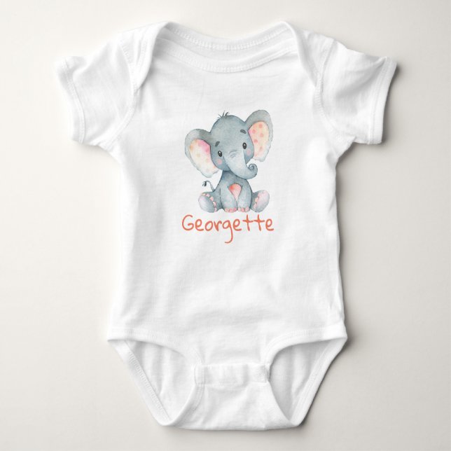 Body Para Bebê Baby Elephant Baby t-Shirt monograma personalizado (Frente)