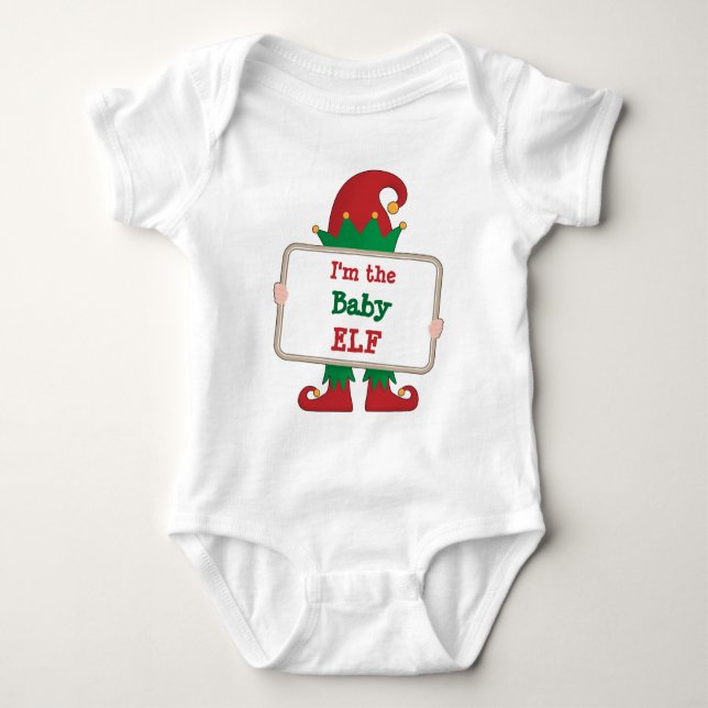 Body Para Bebê Baby Elf | Faca de Natal Personalizada Bebê B (Frente)