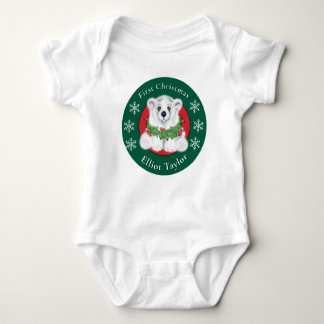 Body Para Bebê Baby first Christmas polar bear personalize
