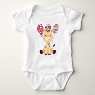 Body Para Bebê Baby Giraffe com balões coloridos