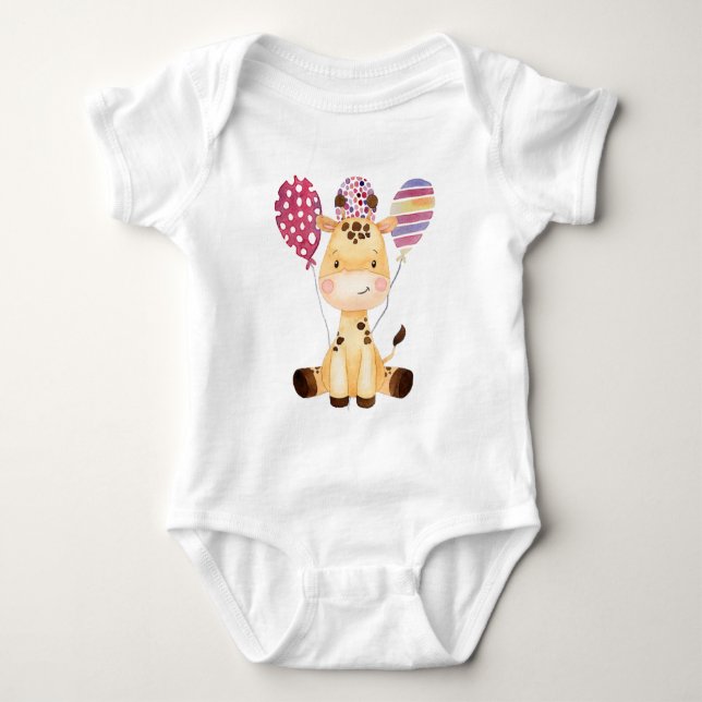 Body Para Bebê Baby Giraffe com balões coloridos (Frente)