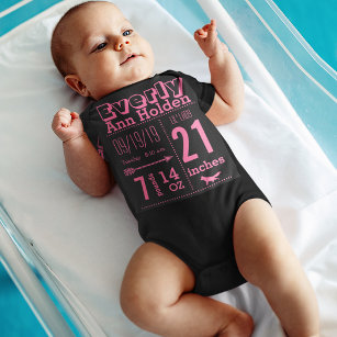 Body Para Bebê Baby Girl Birth Record Fox Pink Lettering
