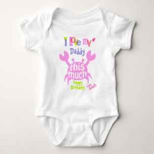 Body Para Bebê Baby Girl Crab Shirt Feliz Pai de aniversário Pres