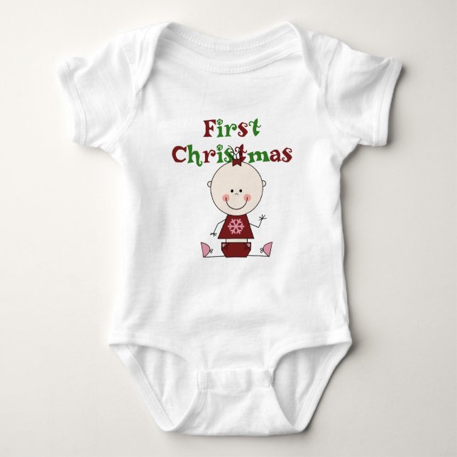 Body Para Bebê Baby Girl First Christmas T-shirts e presentes (Frente)