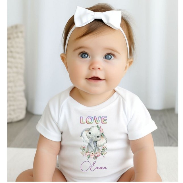 Body Para Bebê Baby Girl Love Name Elephant Cute (Criador carregado)