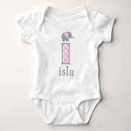 Body Para Bebê Baby Girl Newborn Bolinhas Elephing letter i