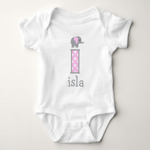 Body Para Bebê Baby Girl Newborn Bolinhas Elephing letter i
