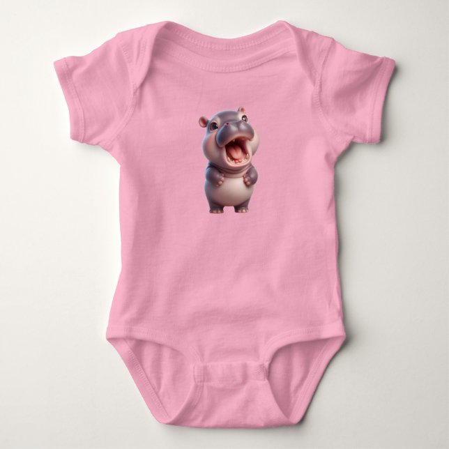 Body Para Bebê Baby Hippo Hippopotamus Cute Chibi (Frente)