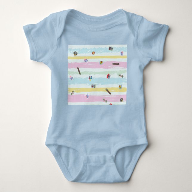 Body Para Bebê Baby Jersey Bodysuit – Sports & Stripes Pastel  (Frente)