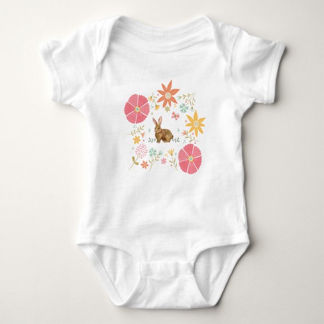 BODY PARA BEBÊ BABY JUMP SUIT 6 MESES BRANCO COM BUNNY (Frente)