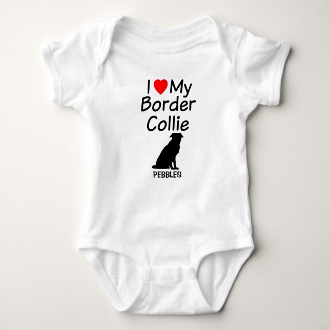 Body Para Bebê Baby Loves Border Collie Dog (Frente)