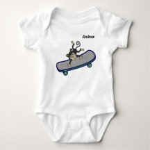 baby Monkey  riding skateboards