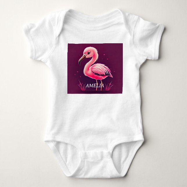Body Para Bebê Baby Pink Flamingo (Frente)