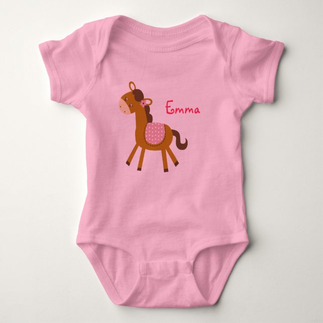 Body Para Bebê Baby Pony Horse Personalizado Baby Creeper T-Shirt (Frente)