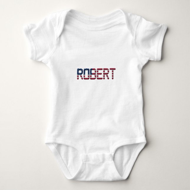 Body Para Bebê Baby Robert Patriot USA Stars and Strips Name (Frente)