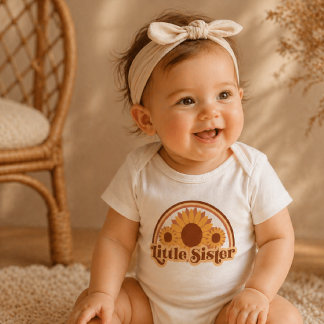 Body Para Bebê Baby Romper Irmãzinha Retro Girassol Arco-íris