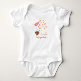 Body Para Bebê Baby´s first Easter Bunny Garden Hand Drawn Design