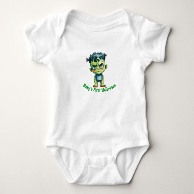 Body Para Bebê Baby’s First Halloween Frankenstein  (Frente)