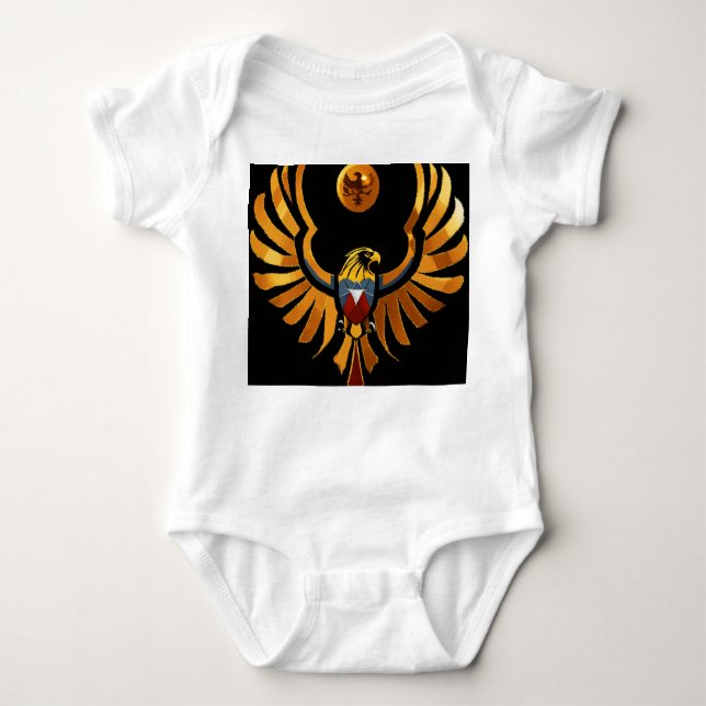 Body Para Bebê "Baby T-Shirt with Crystal Eagle Design" (Frente)