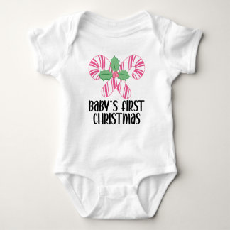 Body Para Bebê Babys First Christmas Pink Candy Canes