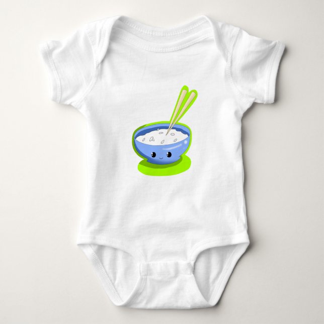 Body Para Bebê Bacia de arroz azul (Frente)