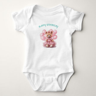 Body Para Bebê Bacia do Urso de Aniversário Feliz