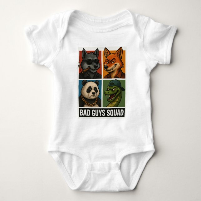 Body Para Bebê Bad Guys Squad – Funny Animal Gang (Frente)