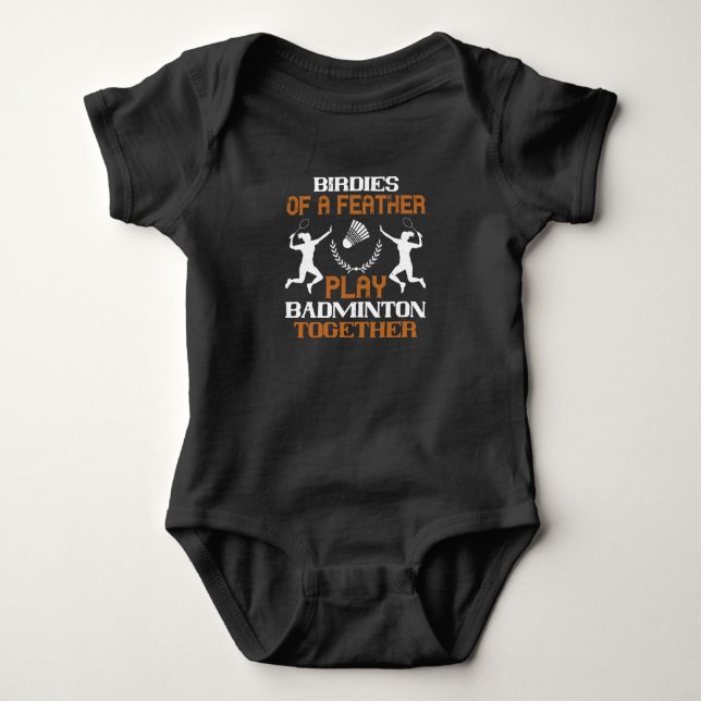 Body Para Bebê Badminton - Birdies of a feather (Frente)