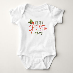 Body Para Bebê Baga do azevinho do Feliz Natal