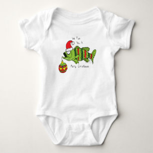 Body Para Bebê Baixo Natal Engraçado Pesca Peixe Cartoon