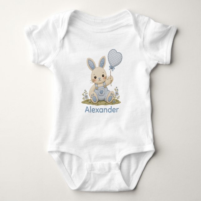 Body Para Bebê Balão de Coelho Azul (Frente)