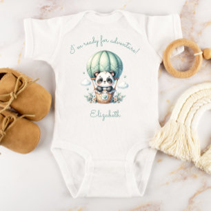 Body Para Bebê Balão de Panda Personalizado Pronto para Aventura