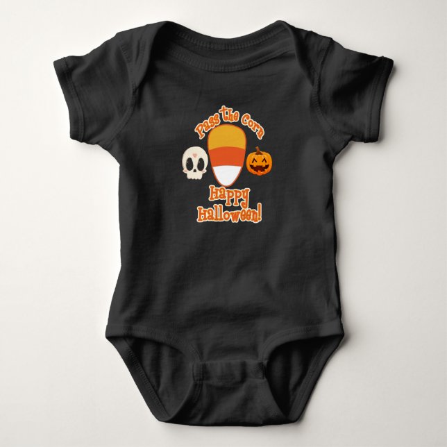 Body Para Bebê Balas de Halloween em forma de Milho (Frente)