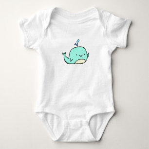 Body Para Bebê Baleia Azul Cawaii