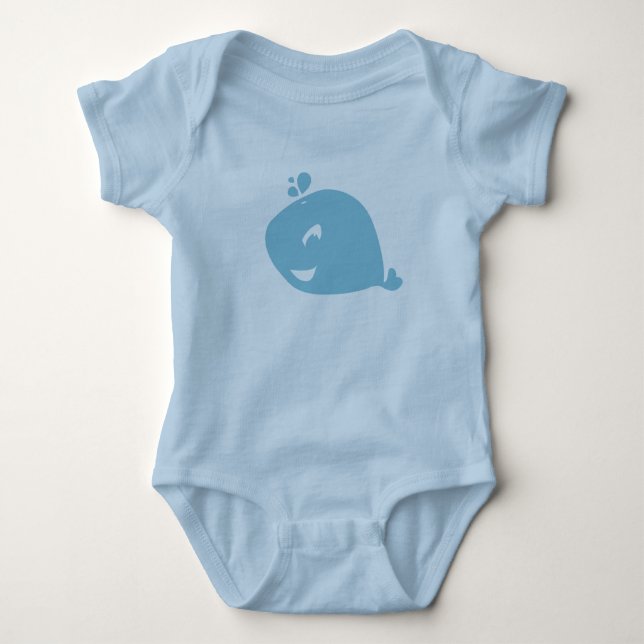 Body Para Bebê Baleia Azul Feliz e Fofa (Frente)