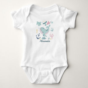 Body Para Bebê Baleia Azul Vida Marinha Bebê Oceano Vida Marinha