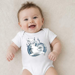 Body Para Bebê Baleia Beluga Azul