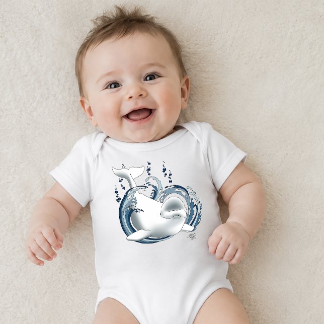 Body Para Bebê Baleia Beluga Azul (Criador carregado)