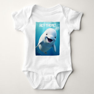 Body Para Bebê Baleia Beluga Cartoon Azul Verde Oceano Ártico