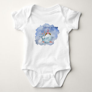 Body Para Bebê Baleia Whimsical, Farol, Peixes No Oceano