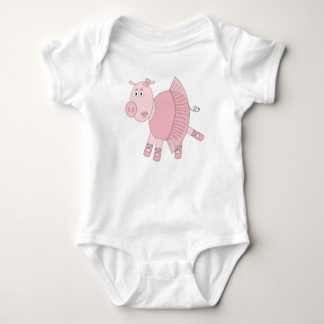 Body Para Bebê Ballerina Pig (Frente)